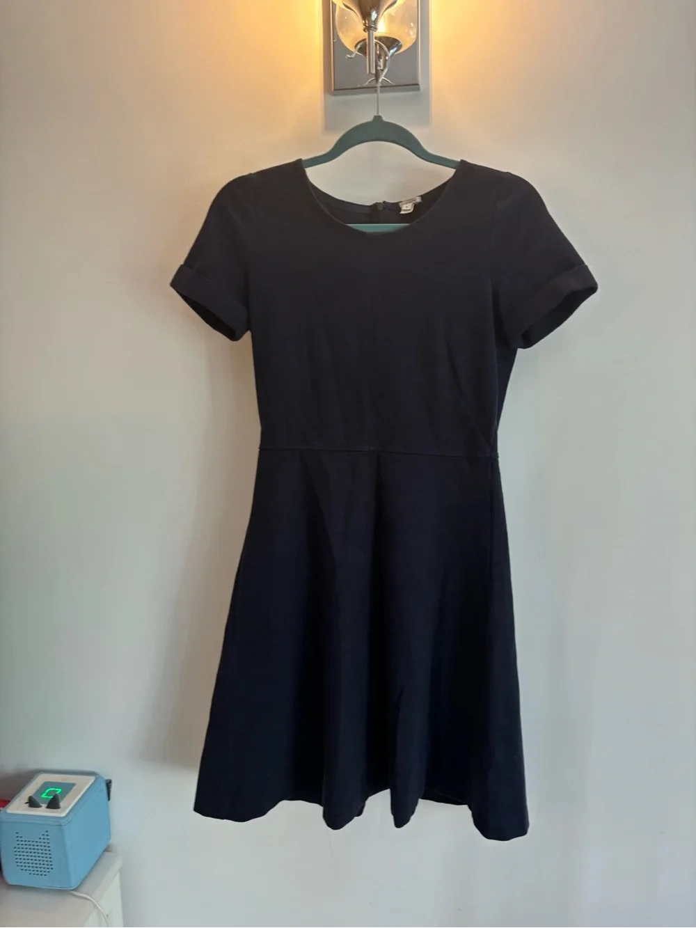 J. Crew Black Short-Sleeve Fit-and-Flare Dress